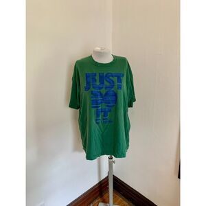 NIKE VTG 90s 2000s Hunter Green Worn “Just Do This” Loose Fit Blue Soft Cotton